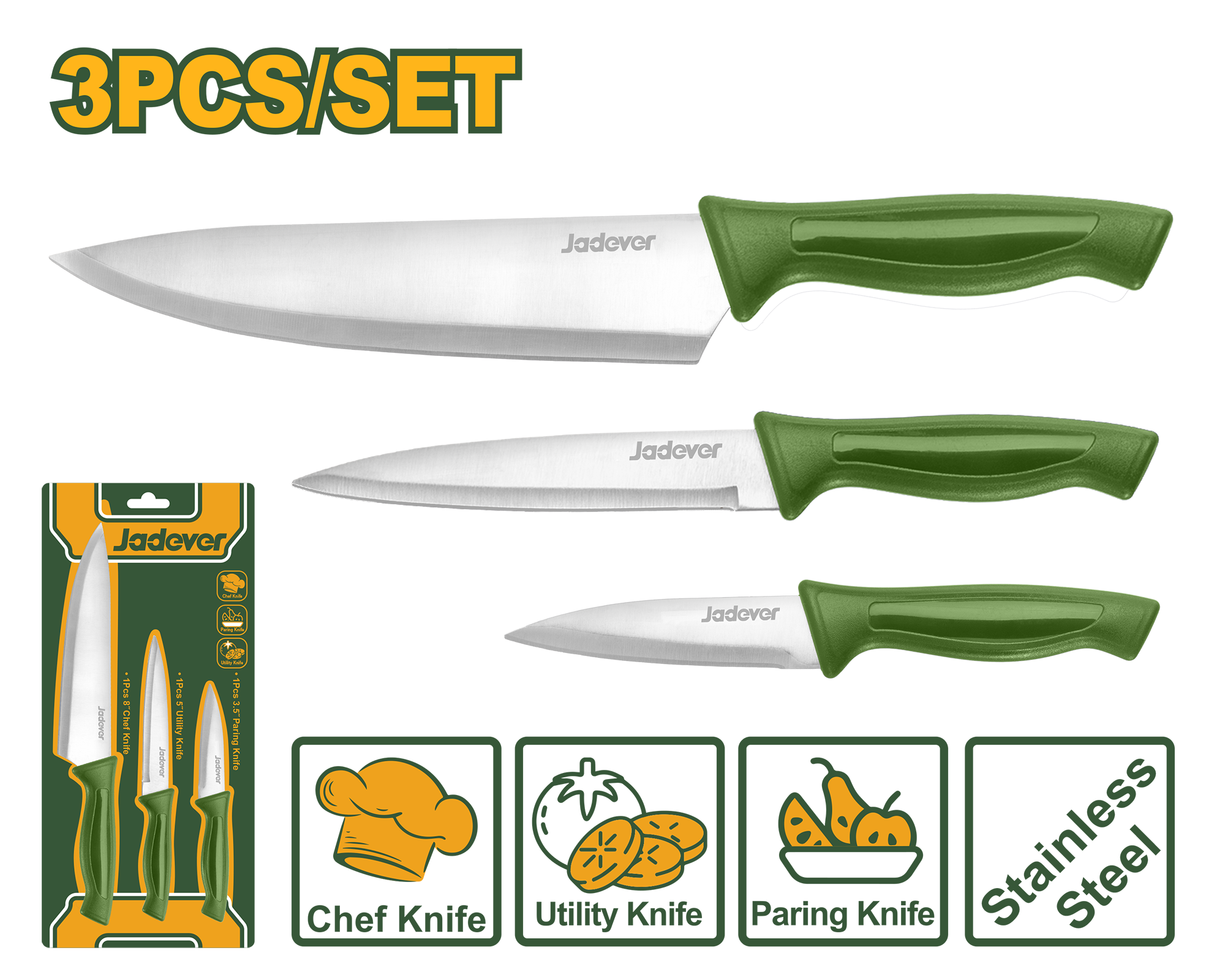 Ensemble de 3 couteaux de cuisine