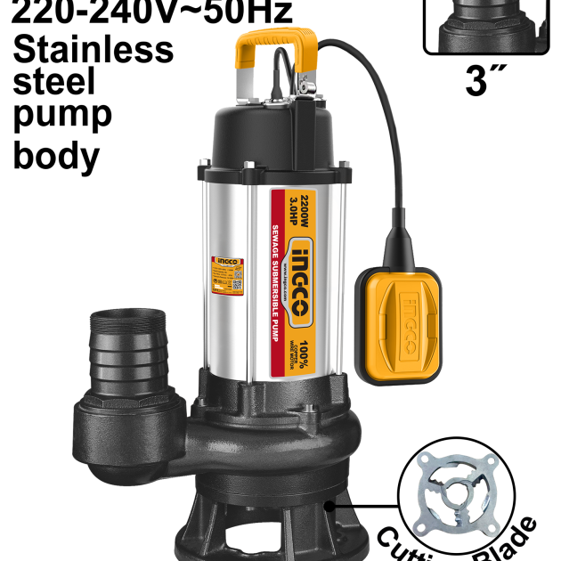 Pompe submersible pour eaux usées 3HP(2200w)